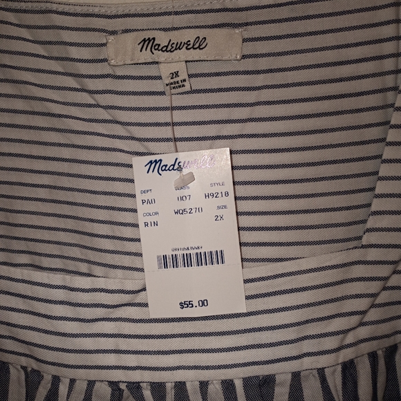 NWT MADEWELL TOP Butterfly Stripe Play Bluish Gray 2X - Picture 5 of 9